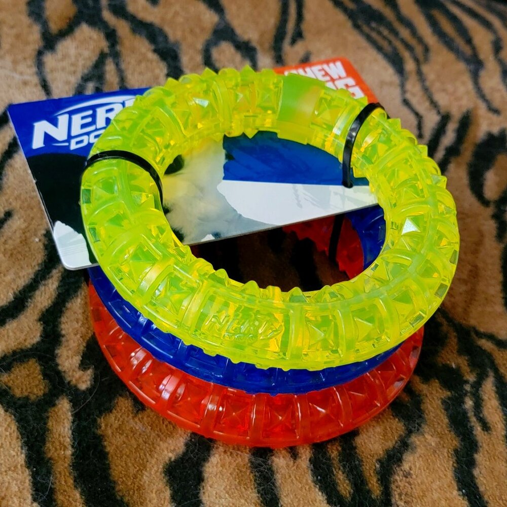 Nerf Dog Chew Rings Toy 3 pack Puppy New!